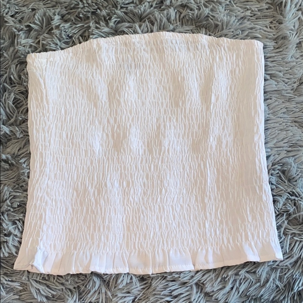 White Ruffled Style Envy Tube Top